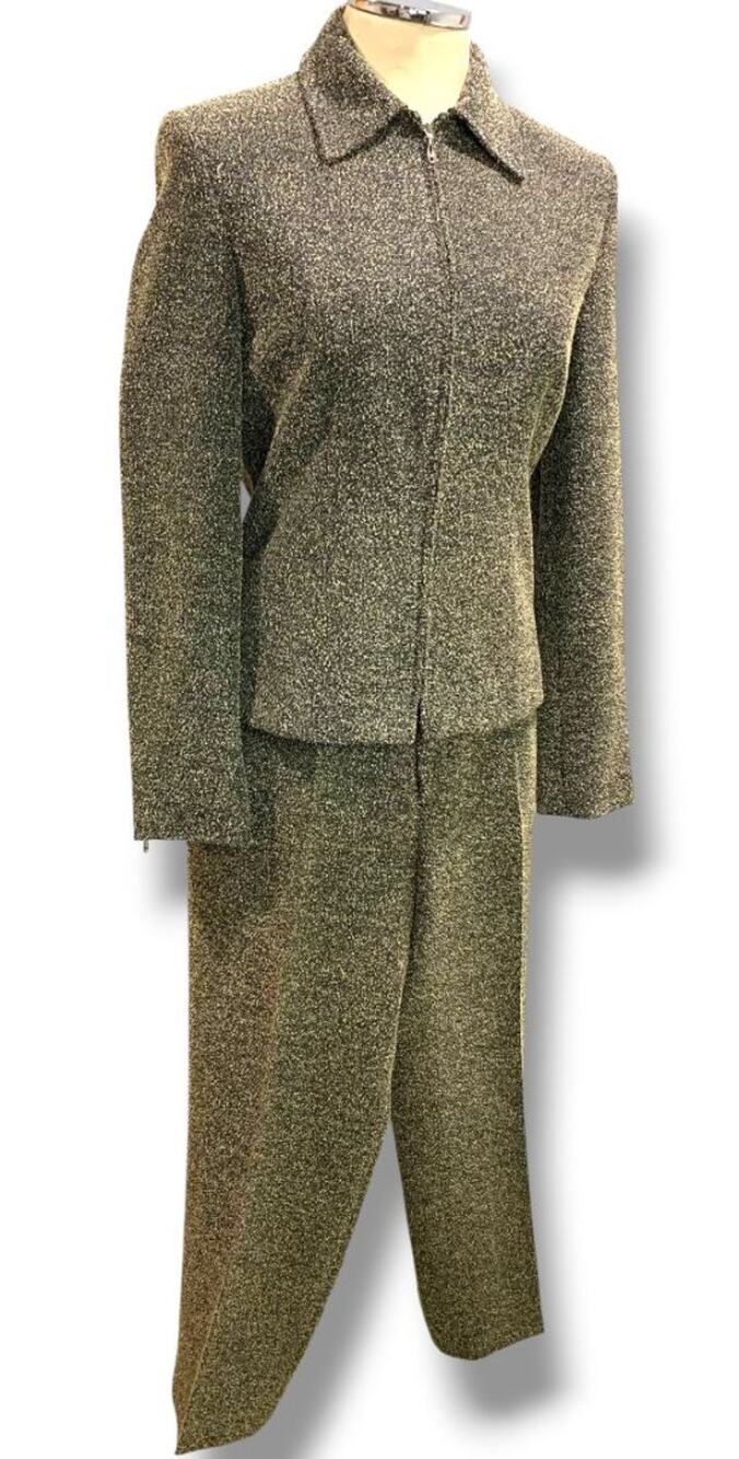 Size‎ 4 Tribal Womens 2 Piece Textured Suit Zip Up Blazer Pants Vintage